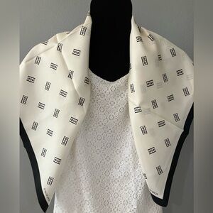 100% silk scarf by malene birger Monnas black white